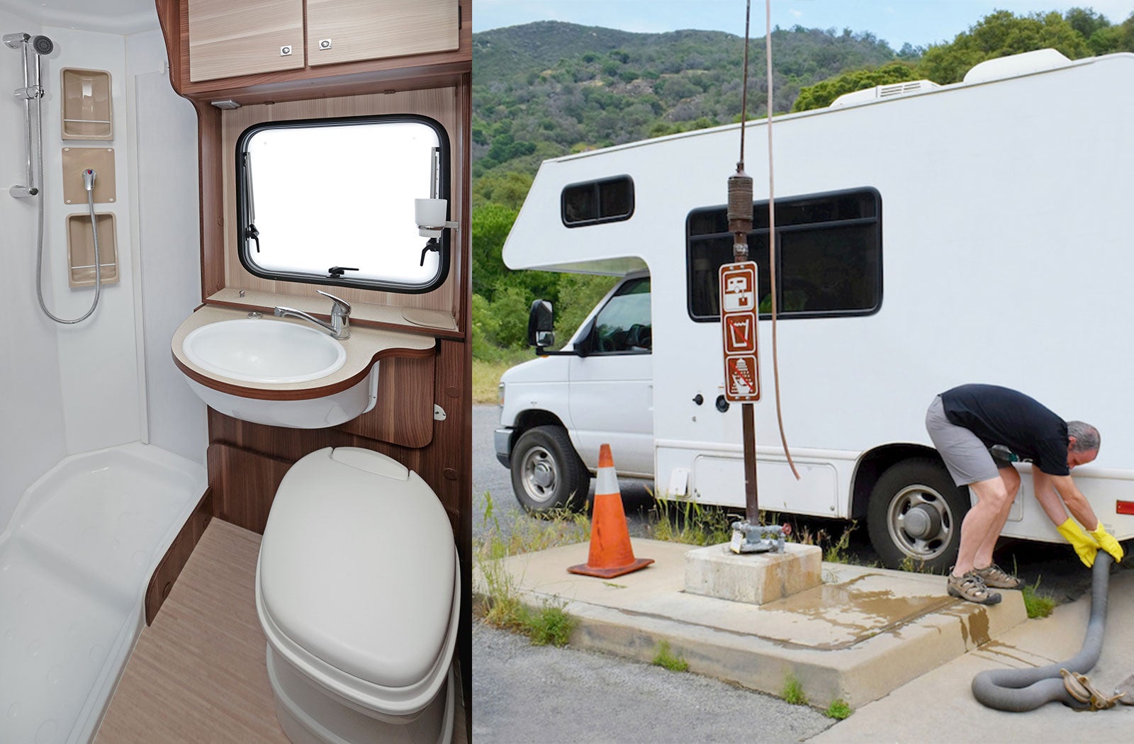 Portable RV/camper toilet and holding tank setup in Anniston, Alabama